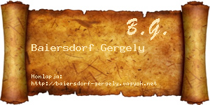 Baiersdorf Gergely névjegykártya